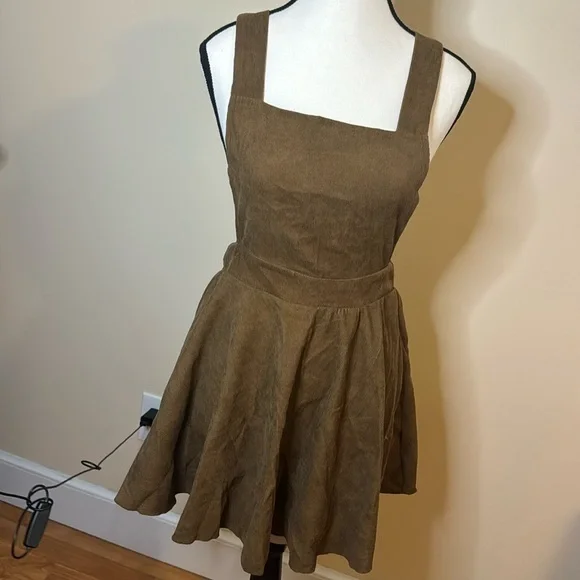 SHEIN | Dresses | Womens Shein Ezwear Size 6 Criss Cross Back Corduroy  Pinafore Dress M | Poshmark